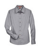Harriton Ladies' Easy Blend Long-Sleeve TwillShirt with Stain-Release dark grey FlatFront