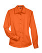 Harriton Ladies' Easy Blend Long-Sleeve TwillShirt with Stain-Release team orange FlatFront