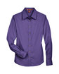 Harriton Ladies' Easy Blend Long-Sleeve TwillShirt with Stain-Release team purple FlatFront