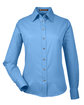 Harriton Ladies' Easy Blend Long-Sleeve TwillShirt with Stain-Release lt college blue OFFront