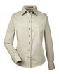Harriton Ladies' Easy Blend Long-Sleeve TwillShirt with Stain-Release creme OFFront