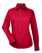 Harriton Ladies' Easy Blend Long-Sleeve TwillShirt with Stain-Release red OFFront