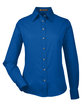 Harriton Ladies' Easy Blend Long-Sleeve TwillShirt with Stain-Release french blue OFFront