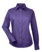 Harriton Ladies' Easy Blend Long-Sleeve TwillShirt with Stain-Release team purple OFFront