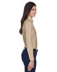 Harriton Ladies' Easy Blend Long-Sleeve TwillShirt with Stain-Release stone ModelSide