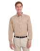 Harriton Men's Foundation Cotton Long-Sleeve Twill Shirt withTeflon  