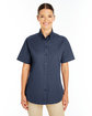 Harriton Ladies' Foundation Cotton Short-Sleeve Twill Shirt with Teflon  