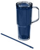 Prime Line Hampton 32oz Recycled Double Wall Tumbler With Handle marine blue ModelQrt