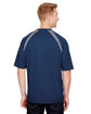 A4 Men's Spartan Short Sleeve Color Block Crew Neck T-Shirt navy/ graphite ModelBack