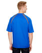 A4 Men's Spartan Short Sleeve Color Block Crew Neck T-Shirt royal/ graphite ModelBack