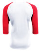 A4 Unisex Softek Quarter-Sleeve Color Block Raglan T-Shirt white scarlet ModelBack