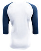 A4 Unisex Softek Quarter-Sleeve Color Block Raglan T-Shirt white/ navy ModelBack