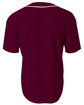 A4 Short Sleeve Full Button Baseball Top maroon ModelBack