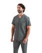 Onna By Premier Men's Limitless V-Neck Stretch Scrub Top dynamo grey ModelQrt