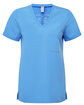 Onna By Premier Ladies' Limitless V-Neck Stretch Scrub Top ceil blue OFFront