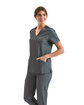 Onna By Premier Ladies' Invincible V-Neck Stretch Scrub Top dynamo grey ModelQrt