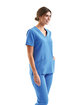 Onna By Premier Ladies' Invincible V-Neck Stretch Scrub Top ceil blue ModelQrt