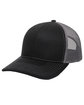 Outdoor Cap Structured Trucker With Solid Mesh Back Hat black/ charcoal ModelQrt