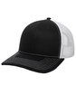 Outdoor Cap Structured Trucker With Solid Mesh Back Hat black/ white ModelQrt