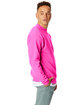 Hanes Unisex Ecosmart Crewneck Sweatshirt safety pink ModelSide