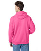 Hanes Unisex Ecosmart Pullover Hooded Sweatshirt safety pink ModelBack