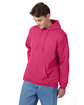 Hanes Unisex Ecosmart Pullover Hooded Sweatshirt wow pink ModelQrt