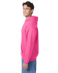 Hanes Unisex Ecosmart Pullover Hooded Sweatshirt safety pink ModelSide