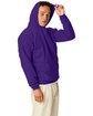 Hanes Unisex Ecosmart Pullover Hooded Sweatshirt athletic purple ModelSide