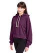 Glyder Ladies' Vintage Oversized Cropped Hooded Sweatshirt mulberry ModelQrt