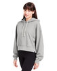 Glyder Ladies' Vintage Oversized Cropped Hooded Sweatshirt ash grey ModelQrt