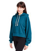 Glyder Ladies' Vintage Oversized Cropped Hooded Sweatshirt moroccan blue ModelQrt