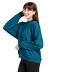 Glyder Ladies' Vintage Oversized Crew Pullover moroccan blue ModelQrt