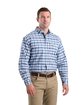 Berne Men's Foreman Flex180 Button-Down Woven Shirt plaid blue u ModelQrt
