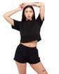 Shaka Wear Ladies' Garment Dye Crop T-Shirt black ModelQrt