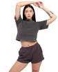 Shaka Wear Ladies' Garment Dye Crop T-Shirt shadow ModelQrt