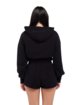 Shaka Wear Ladies' Garment Dye Crop Hooded Sweatshirt black ModelBack