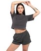 Shaka Wear Ladies' Garment Dye Fleece Shorts shadow ModelQrt