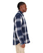 Shaka Wear Men's Plaid Flannel Overshirt cream/ navy ModelSide