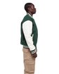 Shaka Wear Men's Letterman Jacket hunter grn/ wht ModelSide