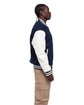 Shaka Wear Men's Letterman Jacket navy/ white ModelSide