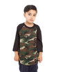 Shaka Wear Youth Three-Quarter Sleeve Camo Raglan T-Shirt  