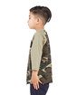 Shaka Wear Youth Three-Quarter Sleeve Camo Raglan T-Shirt camo green/ oliv ModelSide