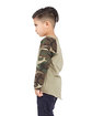 Shaka Wear Youth Three-Quarter Sleeve Camo Raglan T-Shirt olive/ camo grn ModelSide