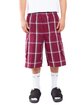 Shaka Wear Unisex Plaid Shorts burgundy ModelBack