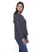 StarTee Ladies' CVC High Low Long-Sleeve T-Shirt charcoal heather ModelSide