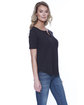 StarTee Ladies' Cotton/Modal Slit V-Neck black ModelSide