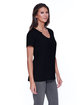 StarTee Ladies' Cotton/Modal Open V-Neck T-Shirt black ModelSide