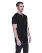 StarTee Men's Cotton/Modal Slit V-Neck black ModelSide