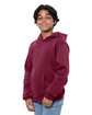 Threadfast Apparel Epic Youth Fleece Pullover Hooded Sweatshirt maroon ModelQrt