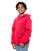 Threadfast Apparel Epic Youth Fleece Pullover Hooded Sweatshirt red ModelQrt